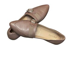 Trotters Taupe Loafers with Buckle Detail